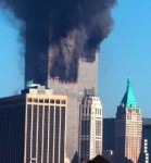 Photo taken by Mark Phillips seconds after the second plane hit the towers on September 11, 2001.